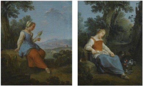 Paolo Monaldi“A Spinner at rest”; “A Shepherdess at rest”