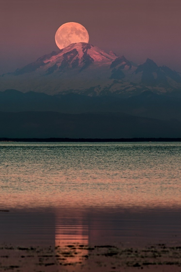 0ce4n-g0d:  The Moon over Mount Baker by Alexis Birkill