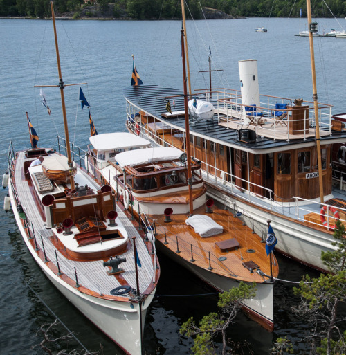 boatfreak:  Three classic swedish yachts: “Tournesol” 1912, “Vitesse” 1919 and Grand Old Lady “Arona” from 1904. Please visit Motor Yacht Society on the web! 