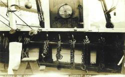 menchained:  Shackles on a convict ship 