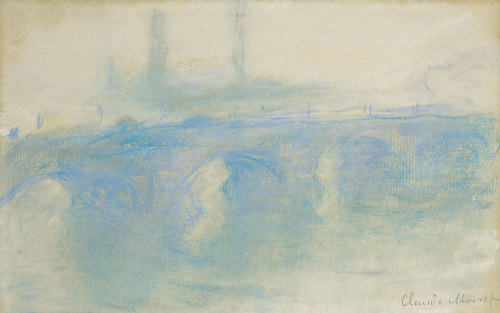 ochyming: Claude Monet 1840-1926 WATERLOO BRIDGE, circa 1899 pastel on paper  30.5 x 47.3 cm. | 12 x