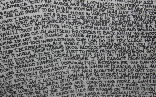 mycousinbre:  J. Cole made out of song lyrics from:The Come Up, The Warm Up, Friday Night Lights, Revenge of the Dreamers, Any Given Sunday(s), Truly Yours(s), Born Sinner, Cole World: The Sideline Story, 2014 Forest Hills Drive, features, and