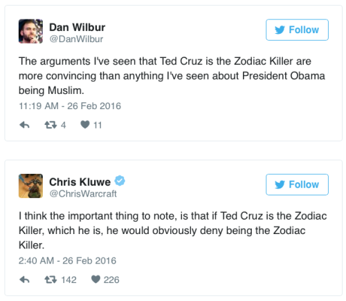 silkktheshocka: micdotcom: 38% of Florida voters think Ted Cruz could be the Zodiac KillerIn Florida