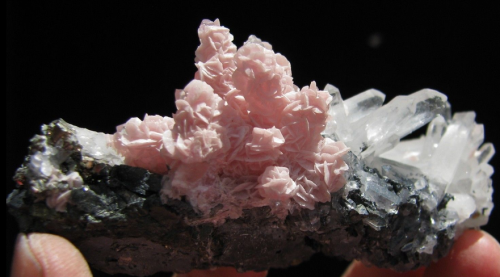 Rhodochrosite and Quartz - Guanxi, China