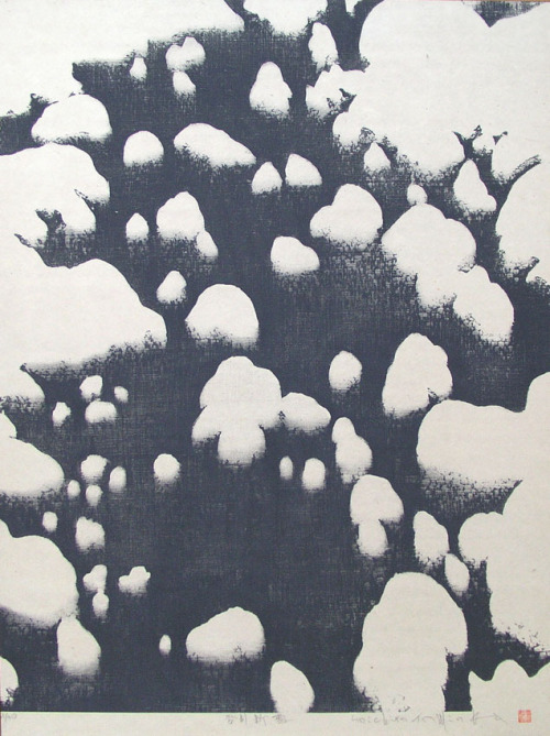 take-it-sloooooow:  Sōichirō Tomioka（富岡惣一郎 Japanese, 1922-1994) 谷川新雪, Mountain Stream with Fresh Snow, Print on Japanese paper Viaunderconstruction 