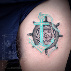 tattooideas123:  Ships Wheel &amp; Anchorhttp://tattooideas247.com/anchor-wheel/