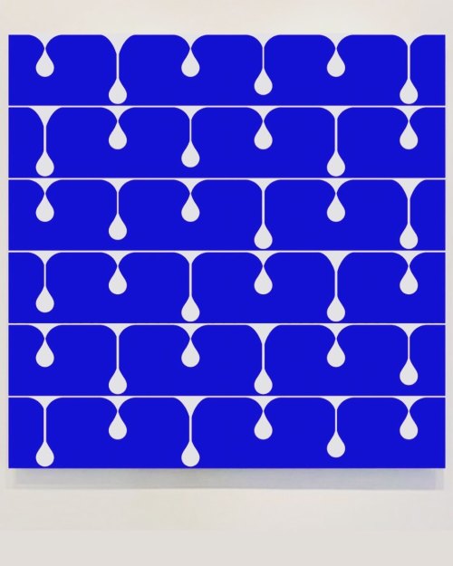 Percolating White Gloss - Cobalt Blue #JohnZoller Acrylic on Canvas 48 x 48 inches 2021 #painting #p