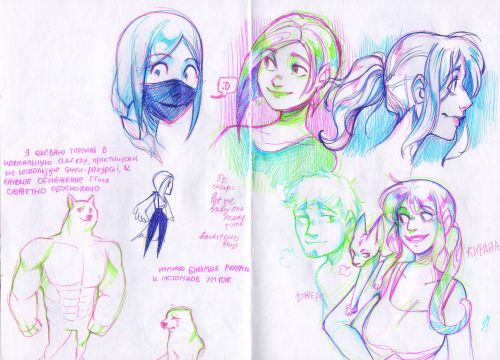 Some colorful thing from my sketchbook =U= Only ballpens, only hardcore!