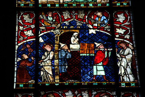 13th century stained glass windows in Notre Dame de Strasbourg 