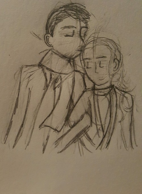 For @ardenrosegarden an unfinished sketch of Henry V and Catherine going for a walk and someone gett