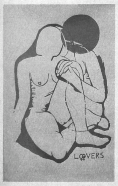 “the lovers” by monica sjöö, a painting printed in spare rib: a women’s liberation magazine no