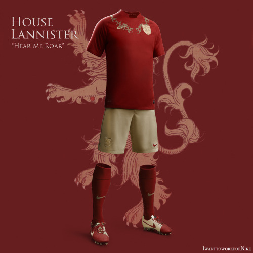 pixalry:  If Game of Thrones Houses Had Soccer Teams… Fashion designer Nerea Palacios combined her love of football with HBO’s Game of Thrones to show us what the great houses would wear if they competed in the World Cup of Westeros. Can you imagine