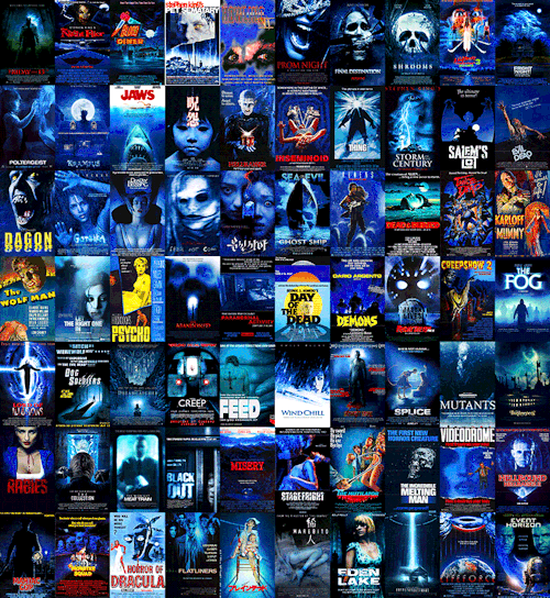 midnightmurdershow: The colors of horror movie posters