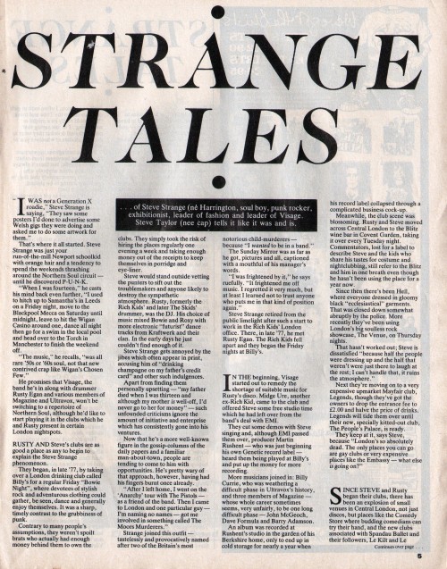Steve Strange, Smash Hits, 22 January - 4 February 1981