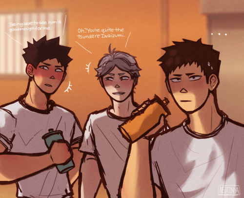So, Headcanon That In The AU, Iwa Is Particularly Close To Suga Because Hell Yeah.