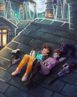 smolgaycake:Widowtracer chilling on the roofs