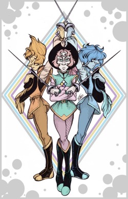 hatteri:  Inktober: Day 19 The Three (Pearl)Musketeers! (I couldn’t decide if I liked it more coloured or b&amp;w so I posted both) 