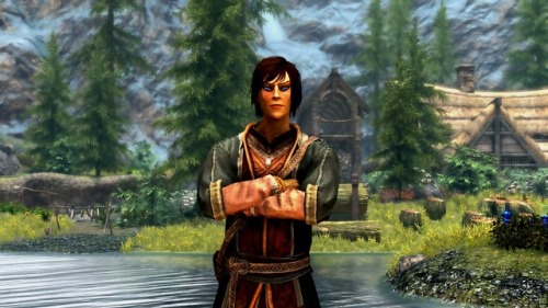 indoril-nerevar-mora:just restarted Myrimae’s save again! forgot how much of a cutie this banana elf