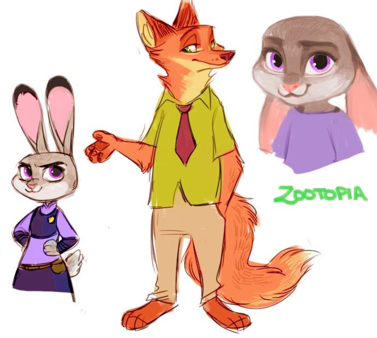 nyoncat:  Drew some Zootopia stuff while staying at my bff’s house (she has a tablet