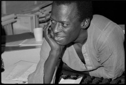 zzzze:  GLEN CRAIG  Miles Davis listening to a play back of Fillmore East tapes, 1970 Photograph: Black and White   Type: Silver Gelatin    :)