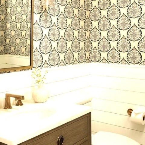 Powder Room BostonAn Illustration Of A Small Powder Room In The Beach Style With A Freestanding Vanity