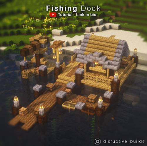 minecraftisthecoolest:I made a Fishing Dock (with a tutorial!) via /r/Minecraftbuilds by disruptivex
