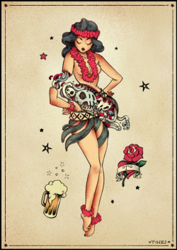skindeeptales:  Sailor Jerry inspired pin ups by T Wey 