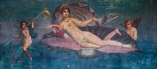 via-appia:Venus Anadyomene (Aphrodite), Fresco from Pompeii, Casa di VenusRoman, 1st century A.D.