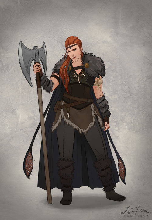Recent D&D character commission of Thydra, a fearsome human barbarian!—My commissions are 