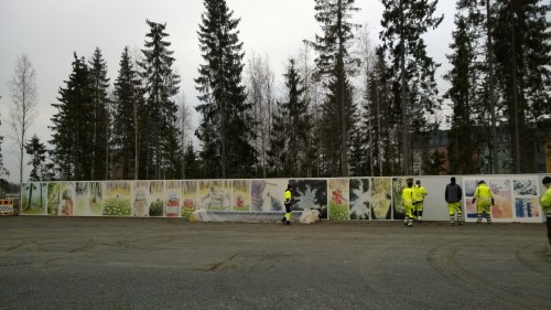 claystorks: Comic wall being installed this morning in Vuoreskeskus, Tampere! Top and bottom picture