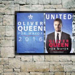 sensiblement:  “Hope. Inspiration. Someone who can do things in the light who isn’t afraid. Someone who can protect himself. Felicity, I’m gonna run for Mayor”“And tonight I am declaring my intention to stand with them. To fight for this city!