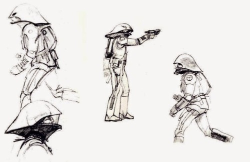 Ralph McQuarrie’s rebel soldier designs. Star Wars (1977).