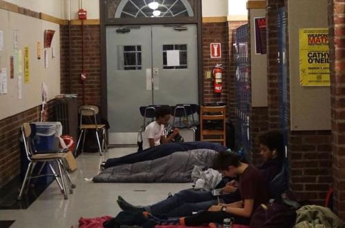 blackqueerblog: Students at the Ethical Culture Fieldston School held a sit-in protest Monday. The g