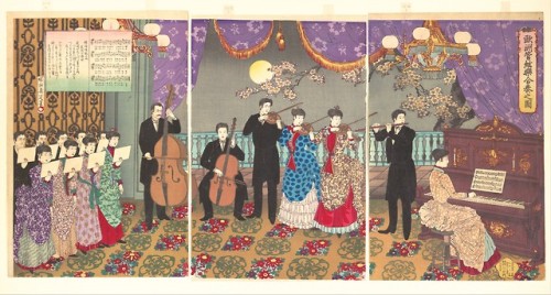 Concert of European Music by Yōshū (Hashimoto) Chikanobu, 1889 (click to enlarge)