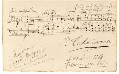 clavierissimo: P. Tchaikovsky, autograph musical quotation from Romeo &amp; Juliette, 1888.