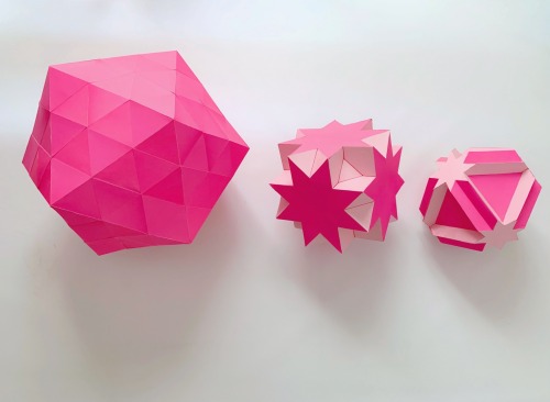 spring-of-mathematics:I built some of my polyhedra ( Icosahedron, Dodecahedron, Slide- Together, Pap