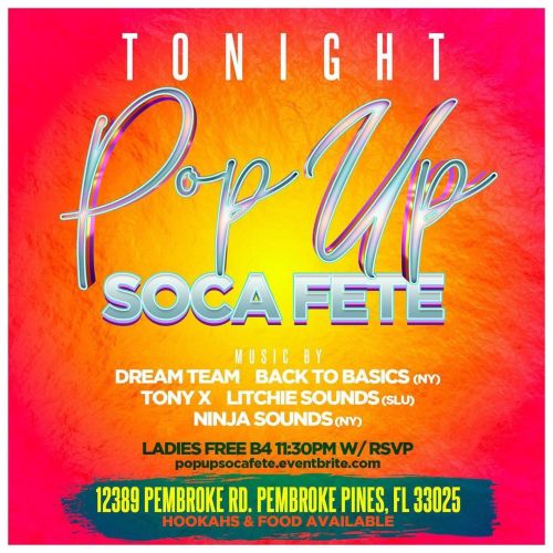 T O N I G H T ⚡ POP UP SOCA FETE GRAND CAFE ⌚ 10pm-3am LADIES FREE B4 1130PM W/INVITES Popupsoc