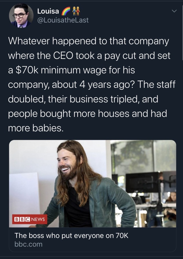 tkscrolls:jehovahhthickness:desperate-acts-of-capitalism:jehovahhthickness:jehovahhthickness:jehovahhthickness:I wanna be that CEO that pays their employees 70K a year like that white guy I be seeing all over the Internet. I can’t remember his name.