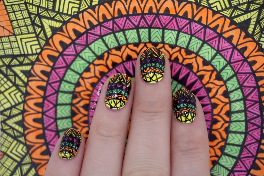 10blankcanvases:  Nails inspired by my mandala drawing using China Glaze Electric