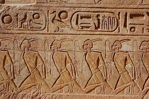 Relief of Nubian Prisoners of WarDetail of a carving at Abu Simbel temple which built as a lasting m