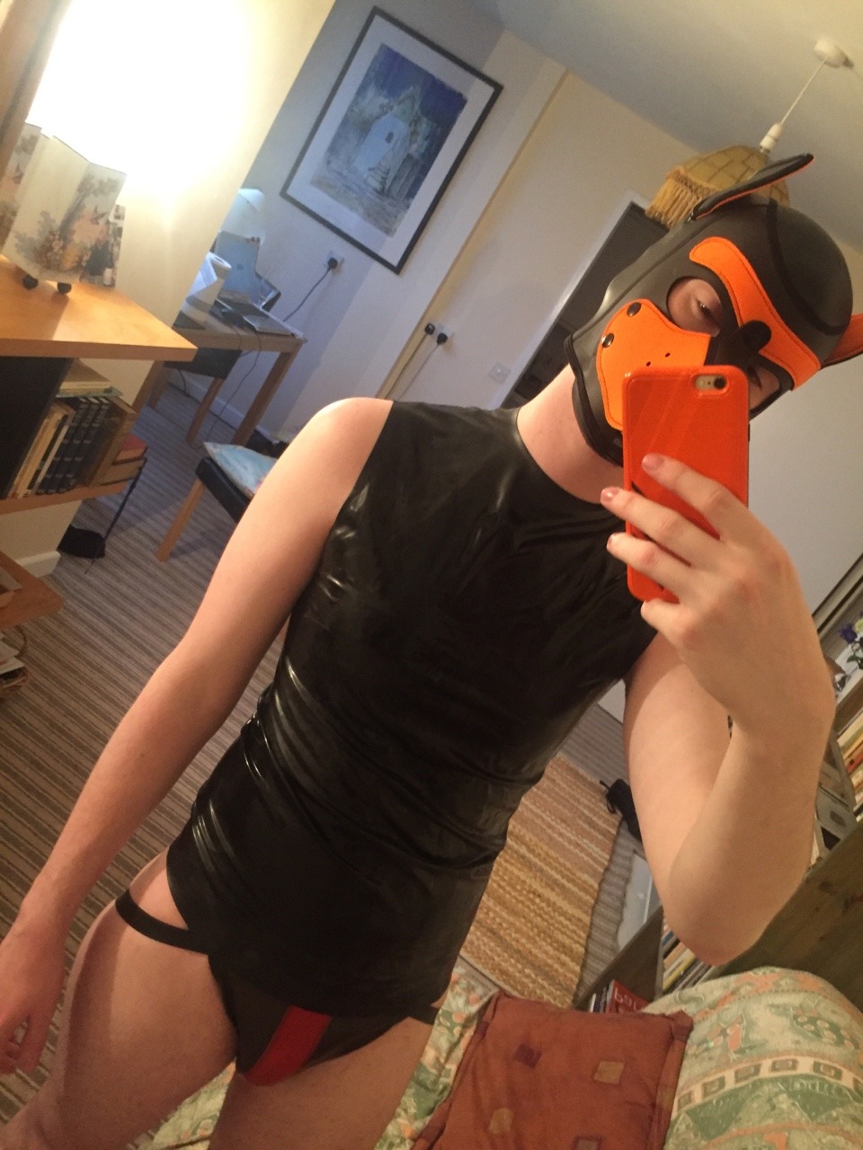 rubberbiker18:  I’m Pup Quinn, A horny young rubber pup, who only plays in full