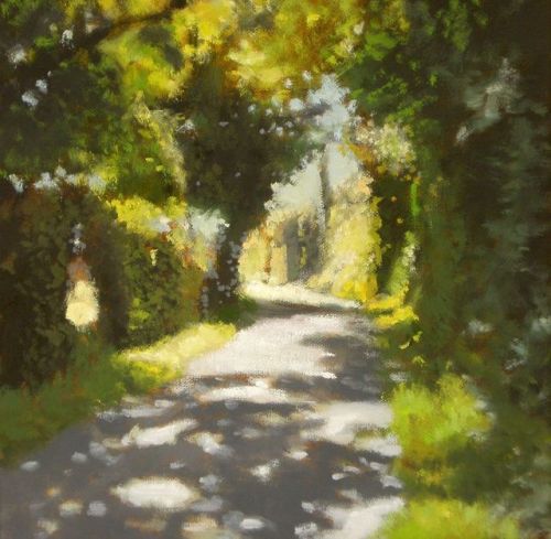 Trevor Geoghegan (b.1946) - Along the Back Lane. Oil on canvas.