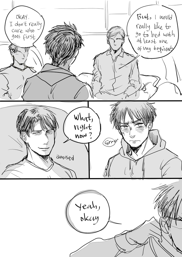 mizozoh:“Go on,” he invited, settling in for the show.“That’s not very nice.” Eren