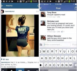 assbutt-in-the-garrison:  reblogalert:  boneycircus:  whatbigotspost: Nicholas Lord, a Navy sailor since 2008 currently on active duty, is under investigation after threatening to rape a young woman who is a Navy recruit. The young woman posted a photo