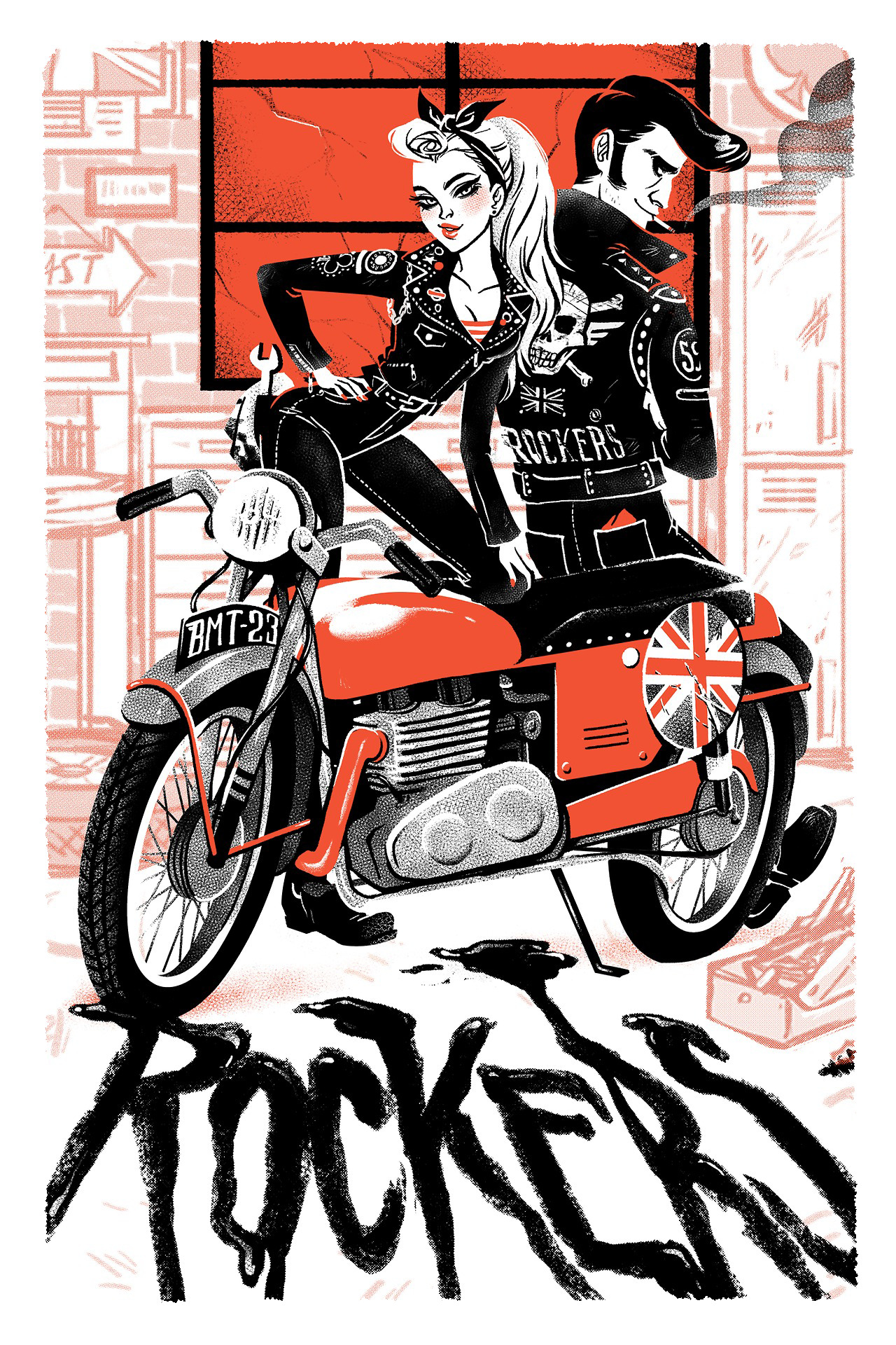 Rockers
Retro Gals series collab with Family Tree Design
Screen Prints & T-shirts available @ http://www.familytreedesign.net/