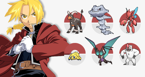 toasty-coconut:  Fullmetal Alchemist Characters + Pokemon(Edward, Alphonse, Winry,