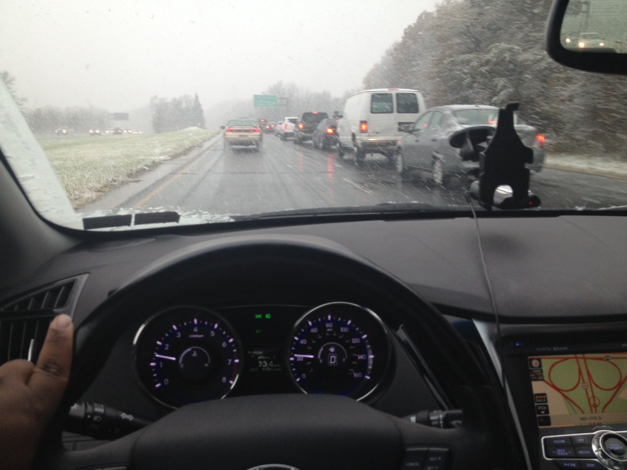 Driving down to DC in this crazy ass snowstorm before thanksgiving. Crazy