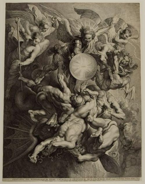 ganymedesrocks:  coriesu: Archangel Michael Expelling the Bad AngelsLucas Vorsterman, I, Flemish –17th. century Lucas Vorsterman (1595–1675) 