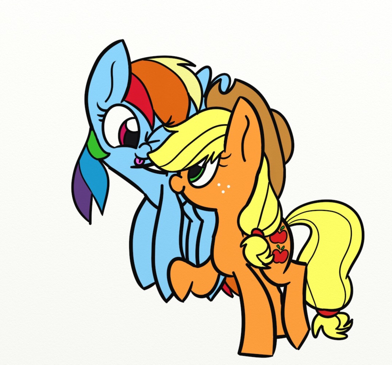 youngbastardwithglasses:Rainbowdash and AppleJack on a walk together  Characters
