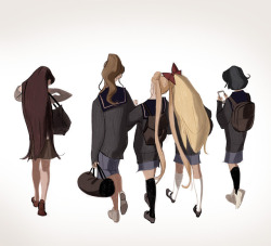 Minkyuanim: I Did A Drawing Of Some Random, Totally Normal High School Girls.;)